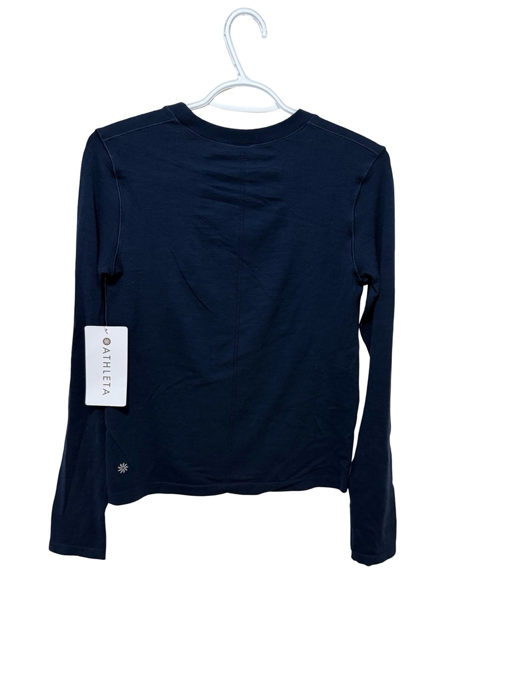 Athleta Ascent Seamless Navy Long Sleeve Crew Top Merino Wool